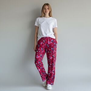 Disney Mini Mouse Solid Pink Graphic Hearts Pajama Pants size L Ultra Soft